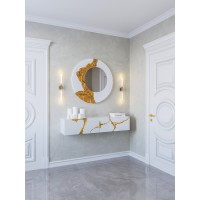 Wall round mirror Collaps 70 cm silver