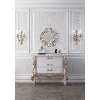 Wall round mirror Curved 60 cm gold