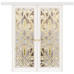 Art Deco solid wood double sliding interior doors
