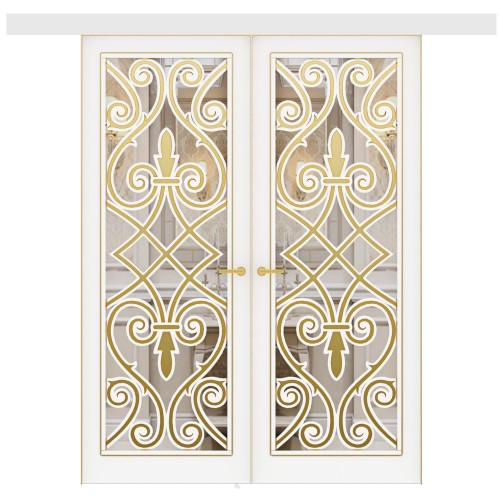 Двойная раздвижная межкомнатная дверь из массива дерева Art Deco