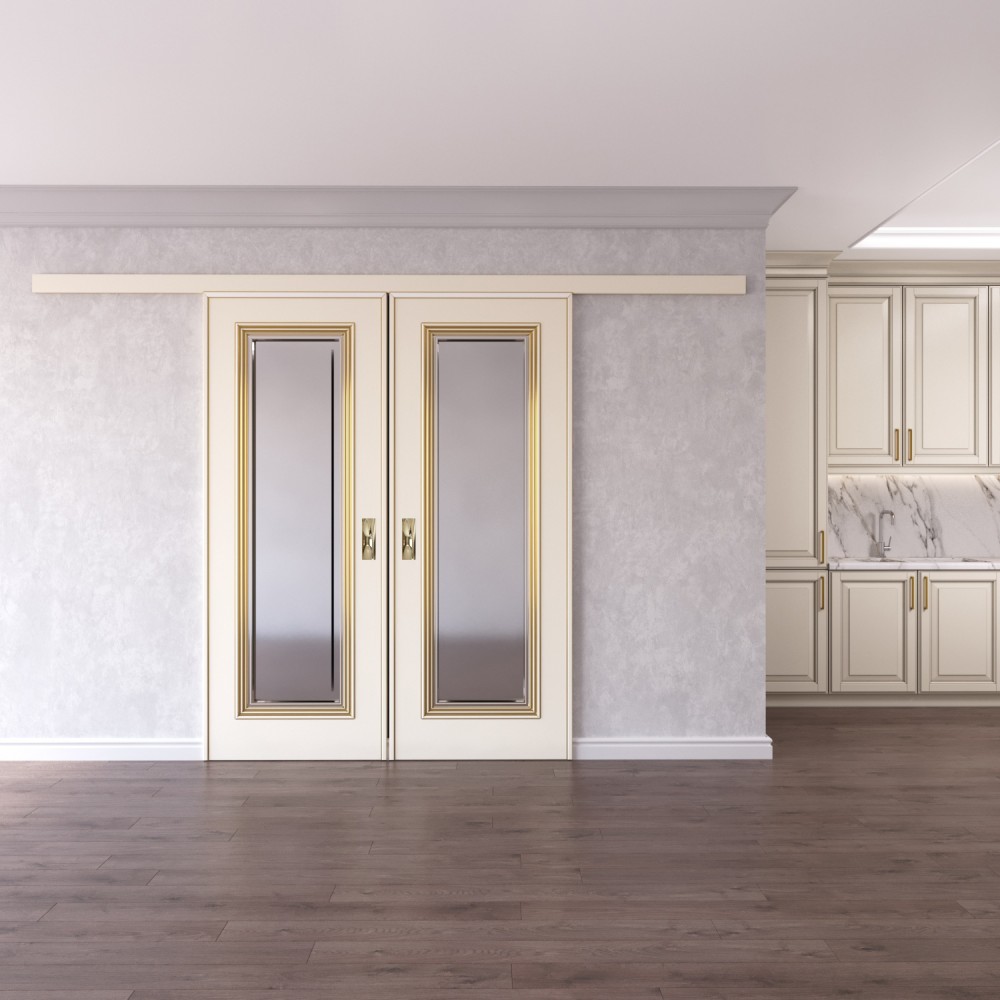 Double sliding interior doors made of solid wood Lorenzo