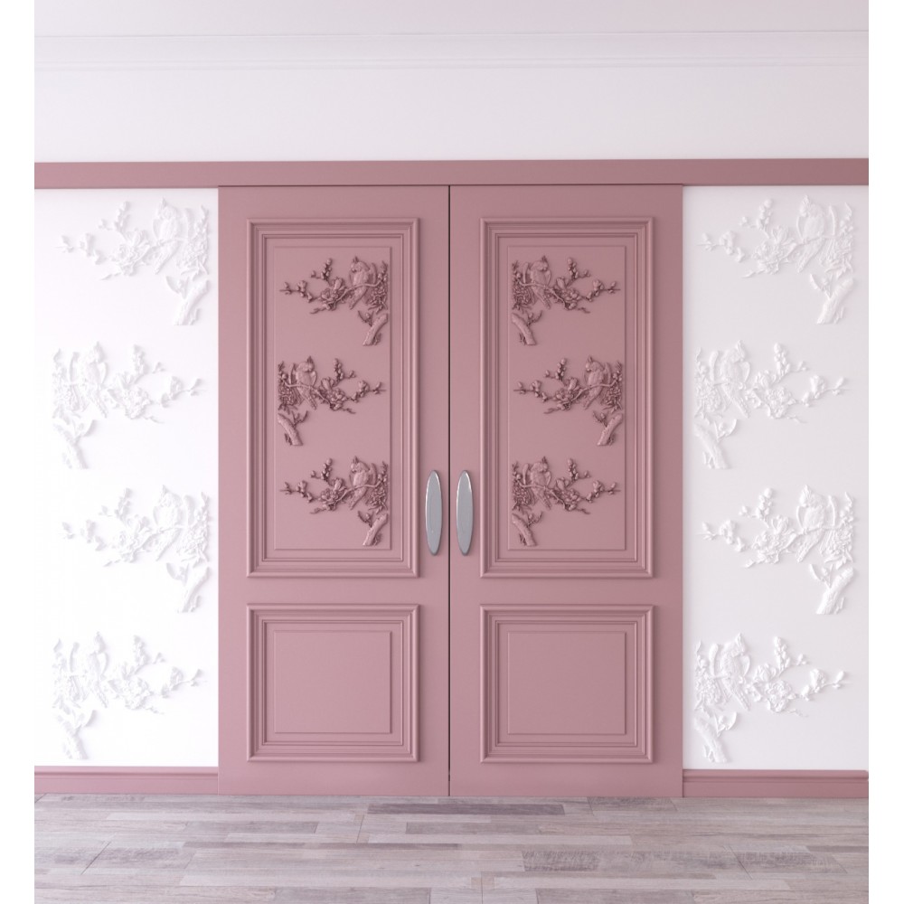 Double sliding solid wood interior doors Flower