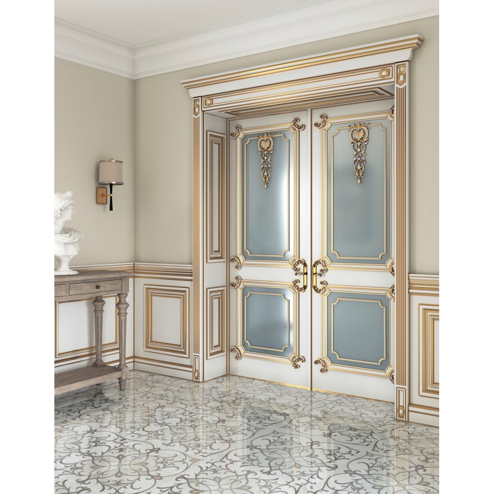 Двери двойные из массива вишни Palazzo белые