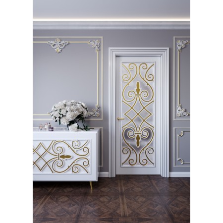 Двері з масиву вільхи Art Deco 12 біла  - Фото 1
