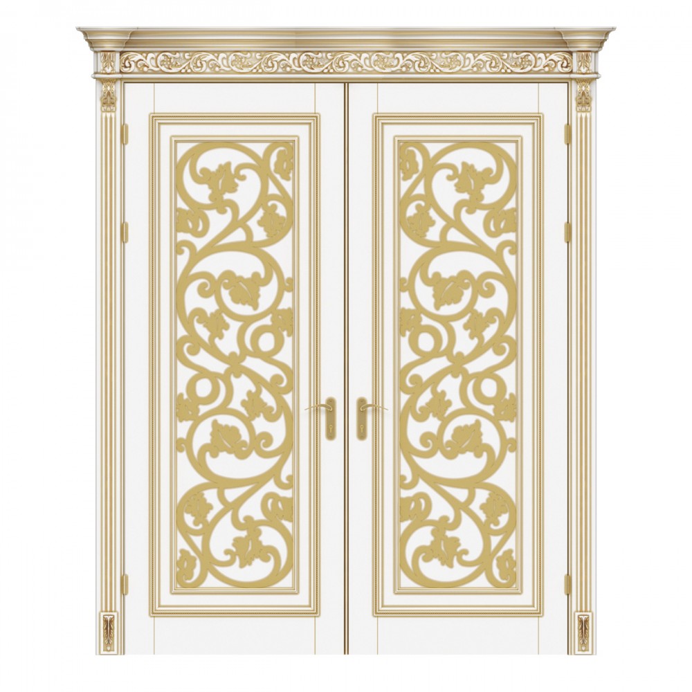 Двери двойные из массива вишни Art Deco