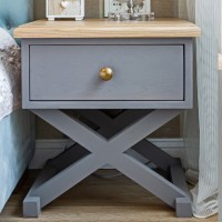 Casa Verdi bedside table made of solid ash with one gray drawer 600 mm x 300 mm x 500 mm. Photo 1