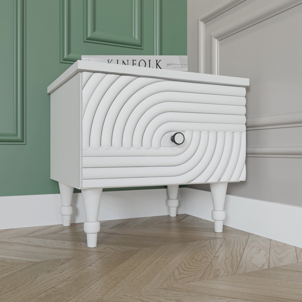 Casa Verdi bedside table made of solid ash with one gray drawer 600 mm x 300 mm x 500 mm