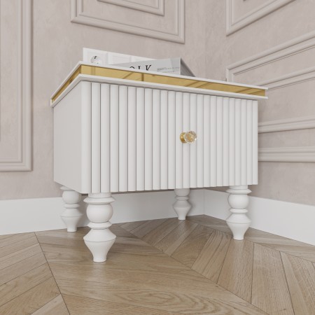 Casa Verdi bedside table made of solid ash with one gray drawer 600 mm x 300 mm x 500 mm  - Фото 1