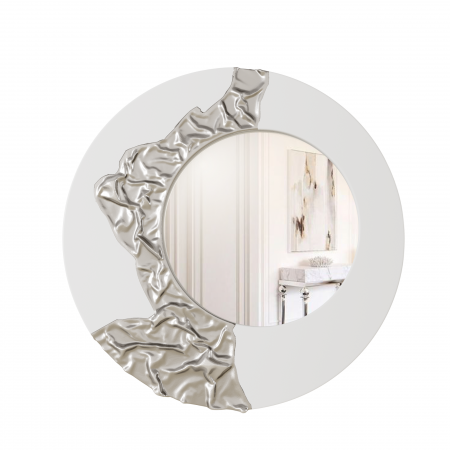 Round wall mirror Casa Verdi Collaps silver 70 cm. With MDF frame, mirror size 40 cm