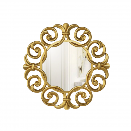 Round wall mirror Casa Verdi Curved 60 cm gold. With an MDF frame, the size of the mirror is 34 cm