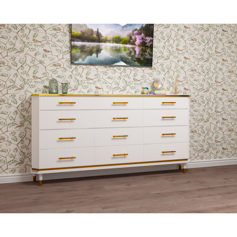 Casa Verdi chest of drawers made of solid alder with a metal insert